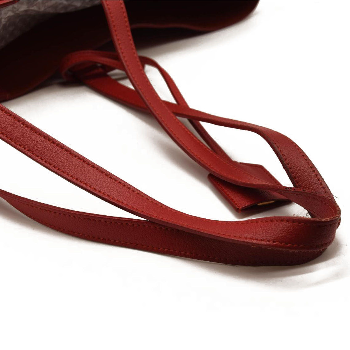 USED Saint Laurent Calfskin Large Shopping Tote Red