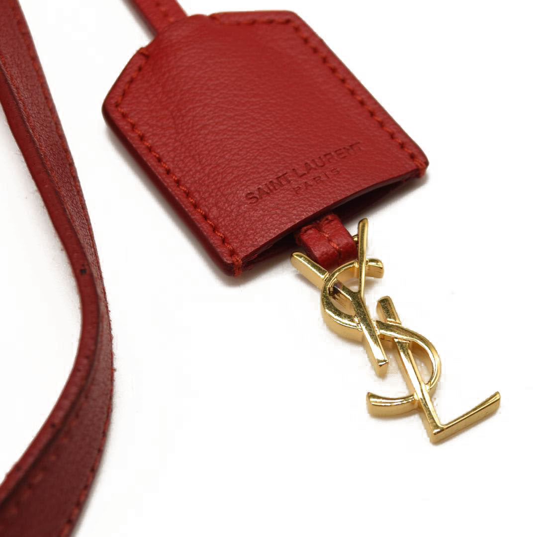 USED Saint Laurent Calfskin Large Shopping Tote Red