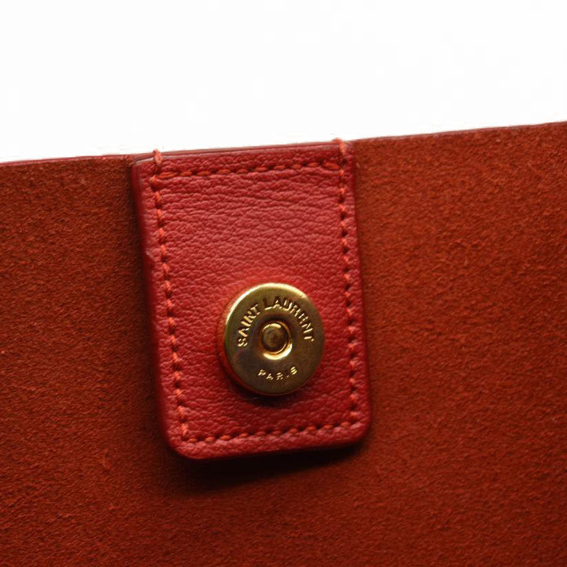 USED Saint Laurent Calfskin Large Shopping Tote Red