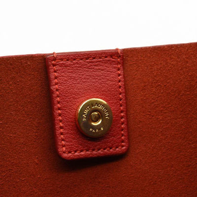 USED Saint Laurent Calfskin Large Shopping Tote Red