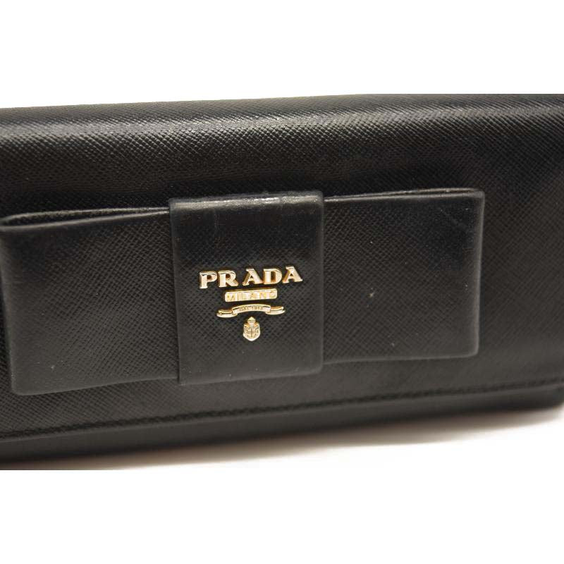 Prada Saffiano Bow Continental Wallet Black