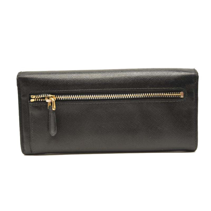 Prada Saffiano Bow Continental Wallet Black