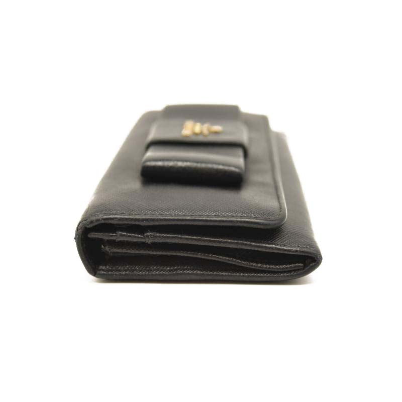 Prada Saffiano Bow Continental Wallet Black