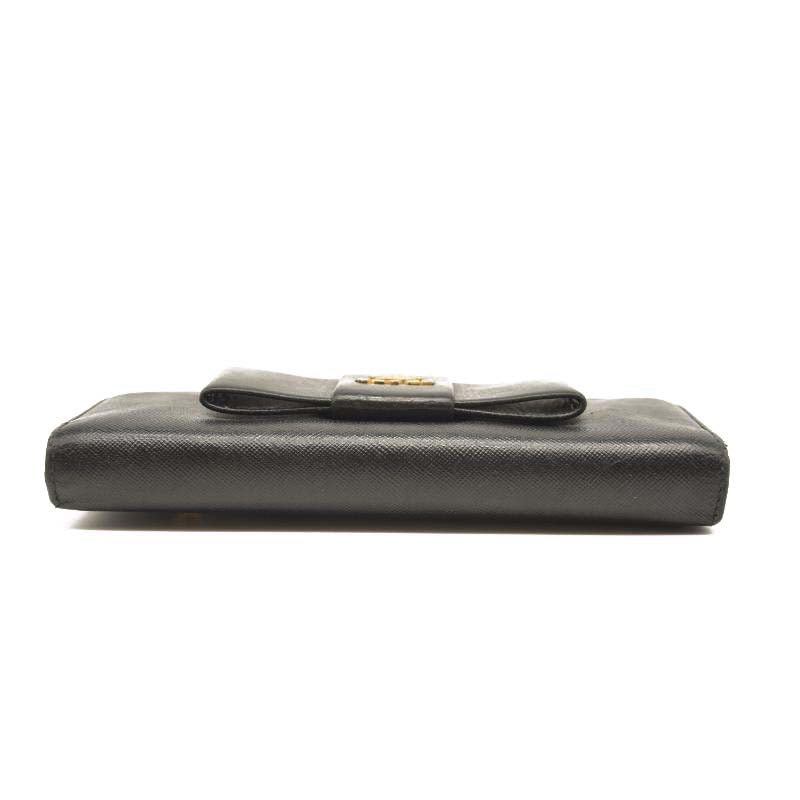 Prada Saffiano Bow Continental Wallet Black