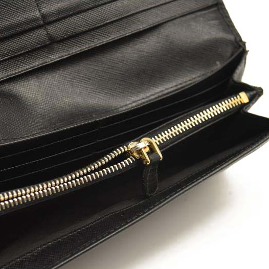 Prada Saffiano Bow Continental Wallet Black