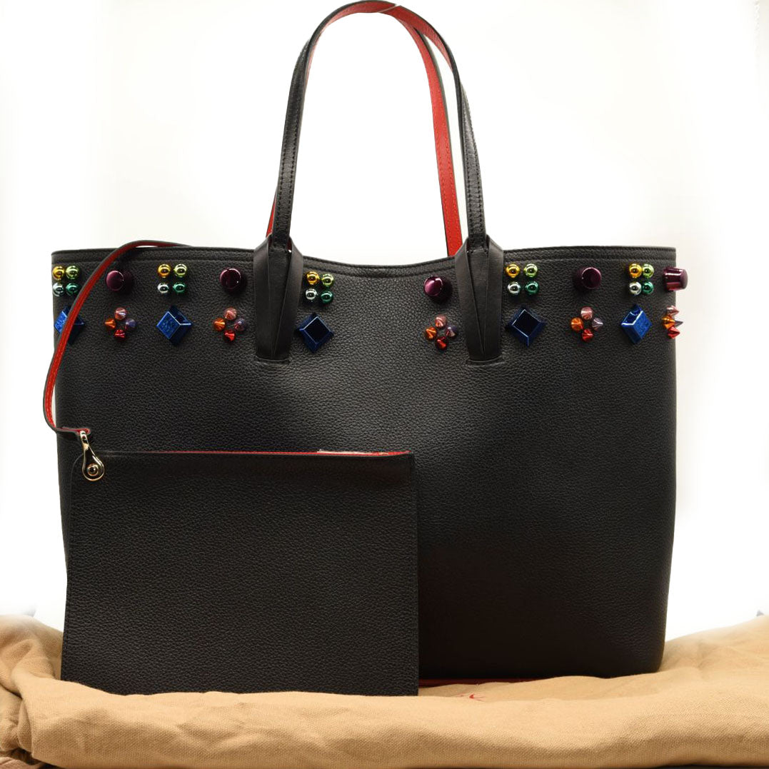 NEW $1990 Christian Louboutin Cabata Spikes Empire Calfskin Tote