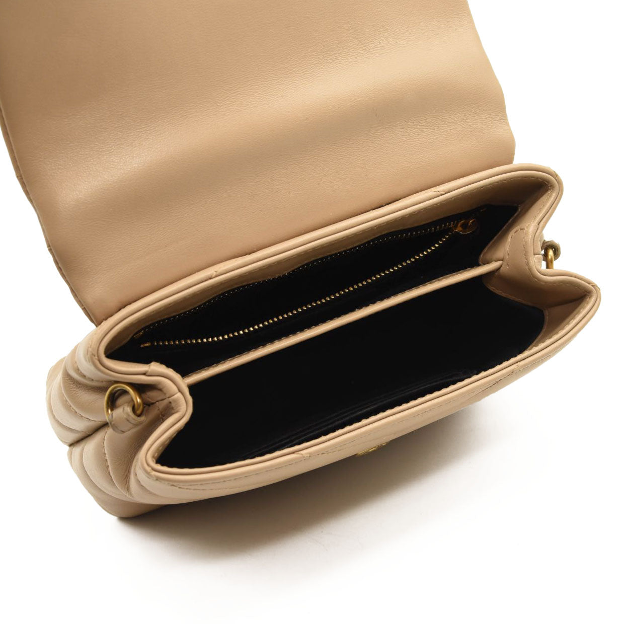 SAINT LAURENT Calfskin Y Quilted Monogram Toy Loulou Crossbody Bag Dark Beige