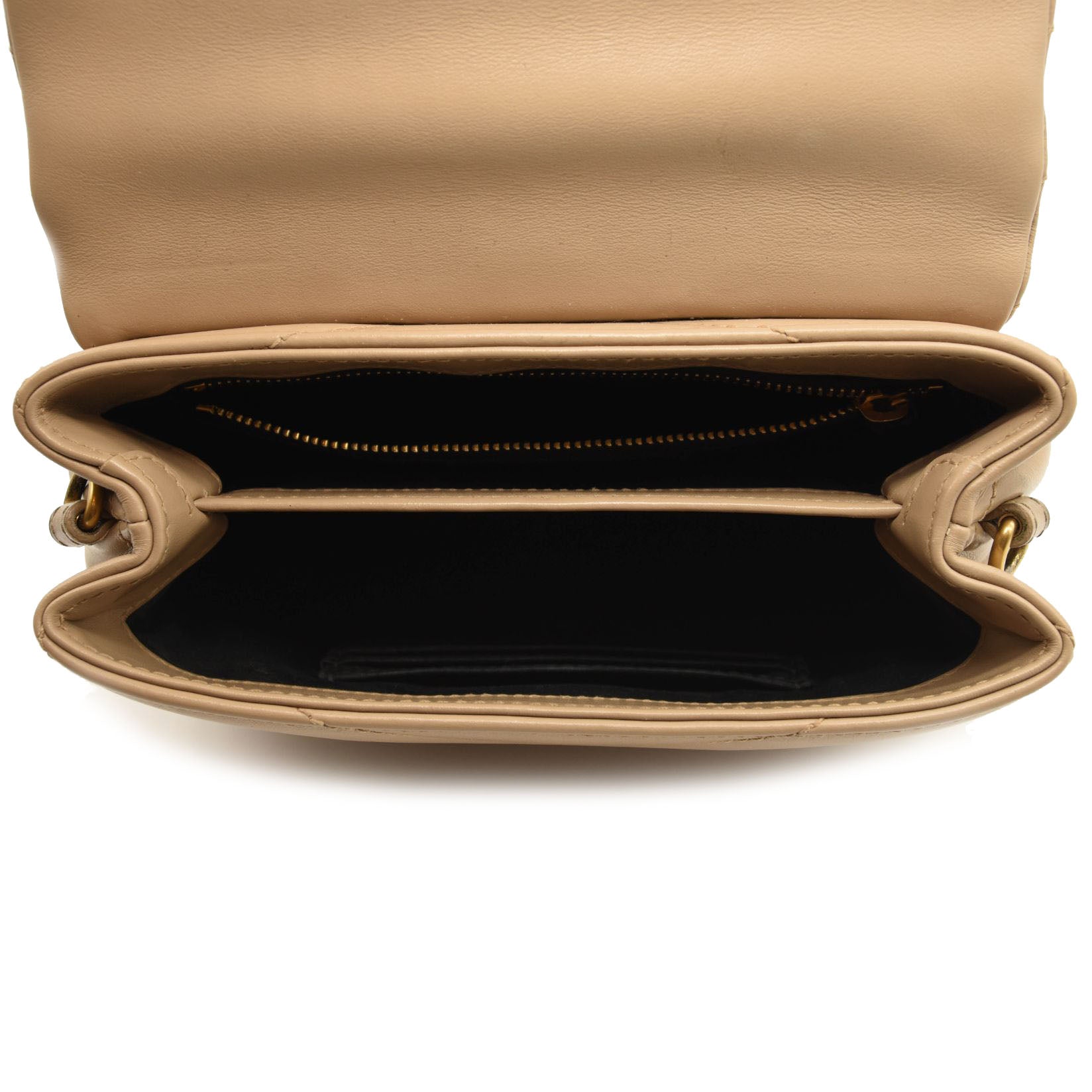 SAINT LAURENT Calfskin Y Quilted Monogram Toy Loulou Crossbody Bag Dark Beige