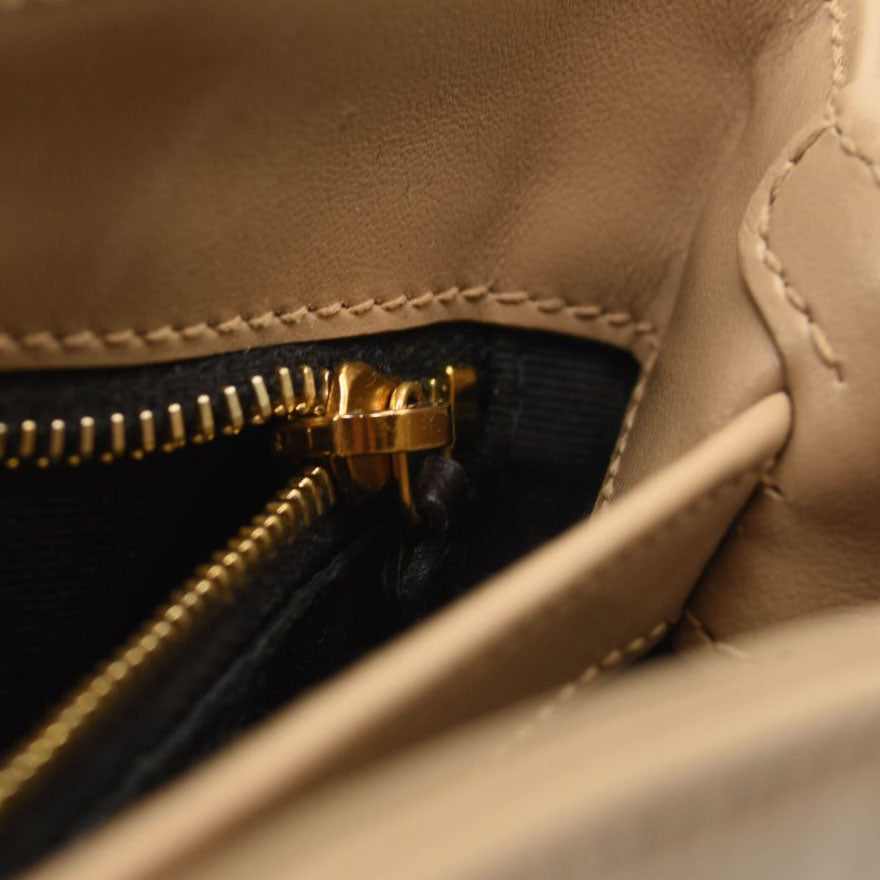 SAINT LAURENT Calfskin Y Quilted Monogram Toy Loulou Crossbody Bag Dark Beige