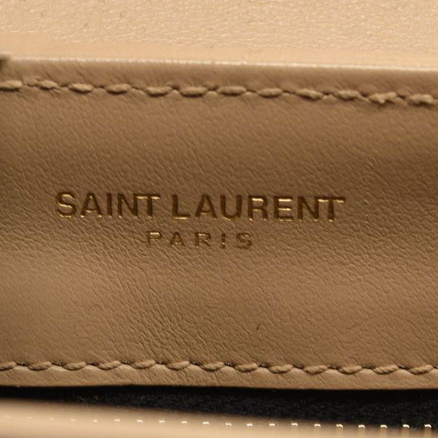 SAINT LAURENT Calfskin Y Quilted Monogram Toy Loulou Crossbody Bag Dark Beige
