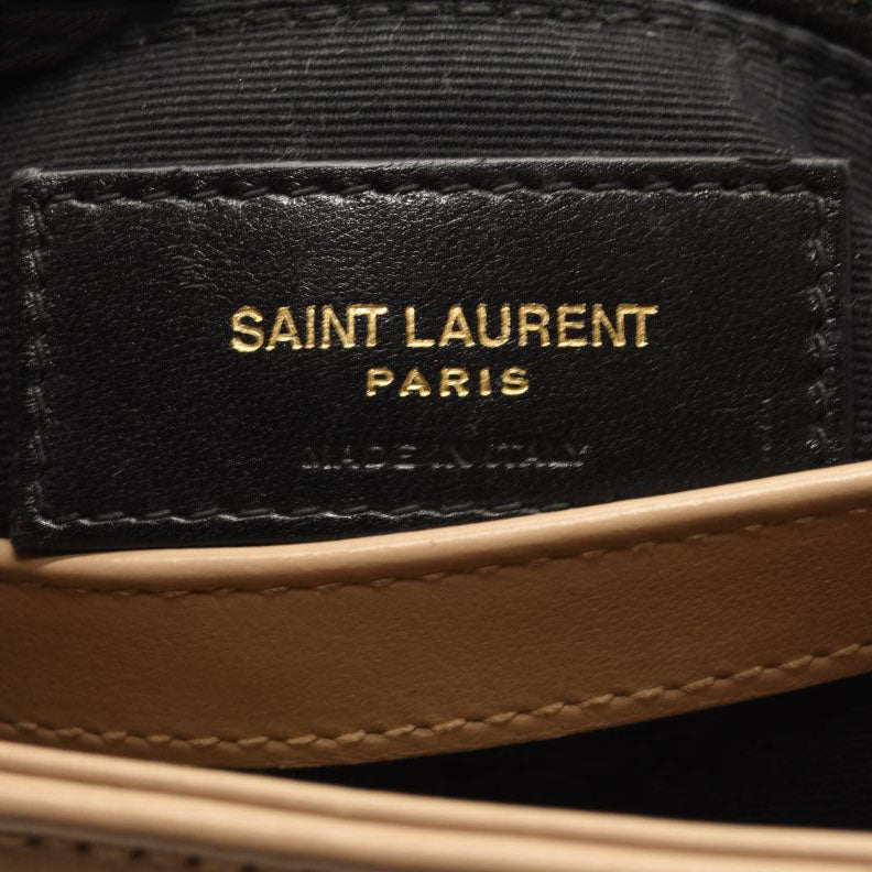SAINT LAURENT Calfskin Y Quilted Monogram Toy Loulou Crossbody Bag Dark Beige