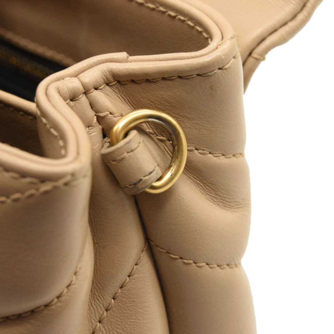 SAINT LAURENT Calfskin Y Quilted Monogram Toy Loulou Crossbody Bag Dark Beige