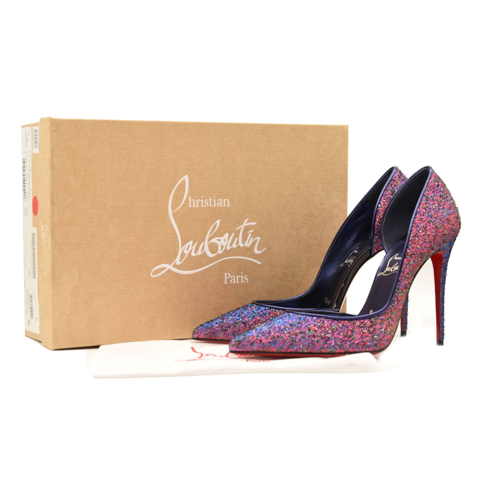 NEW CHRISTIAN LOUBOUTIN Hot Chick 100 Lurex pumps EU 39
