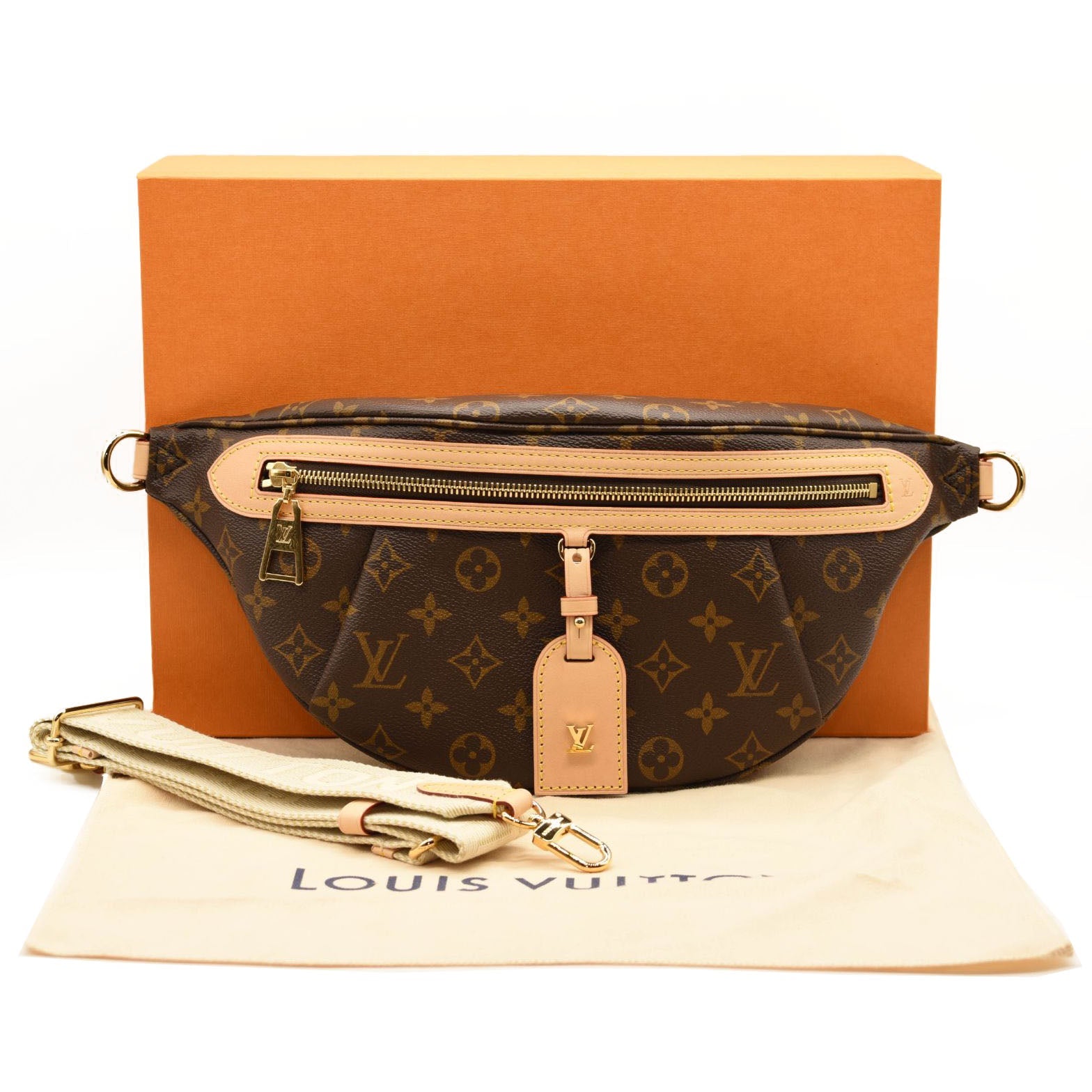 Louis Vuitton High Rise Bumbag Monogram in Coated Canvas with Gold