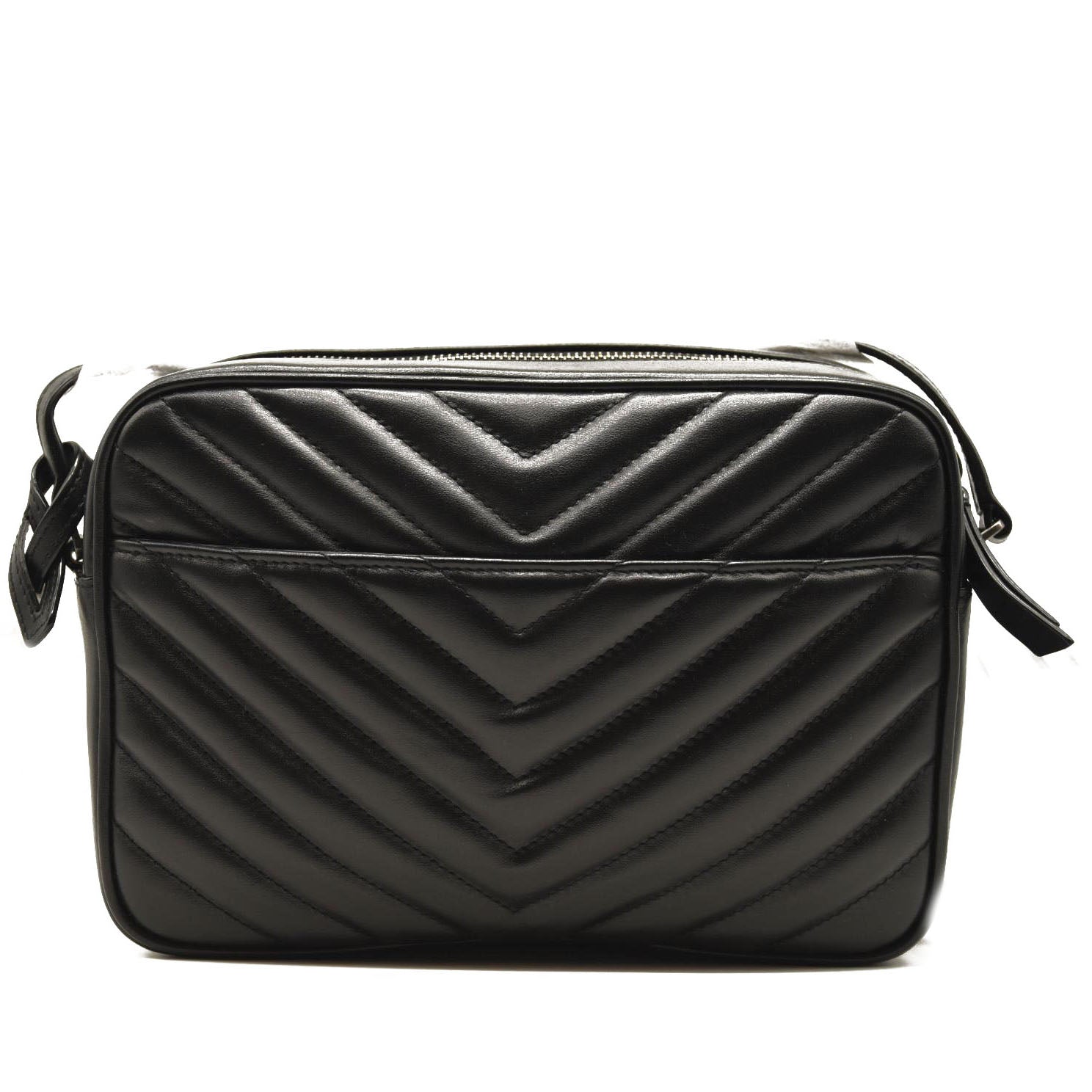 NEW SAINT LAURENT Calfskin Matelasse Monogram Lou Camera Bag Black