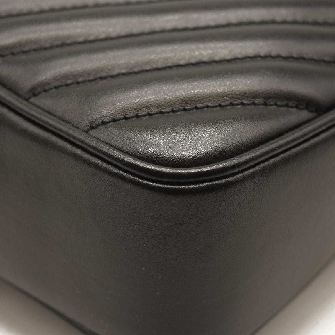 NEW SAINT LAURENT Calfskin Matelasse Monogram Lou Camera Bag Black