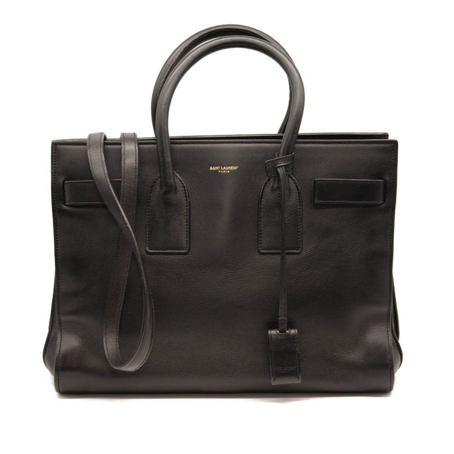 USED Saint Laurent Calfskin Small Sac De Jour Black