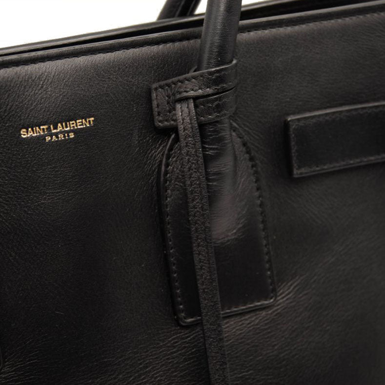USED Saint Laurent Calfskin Small Sac De Jour Black