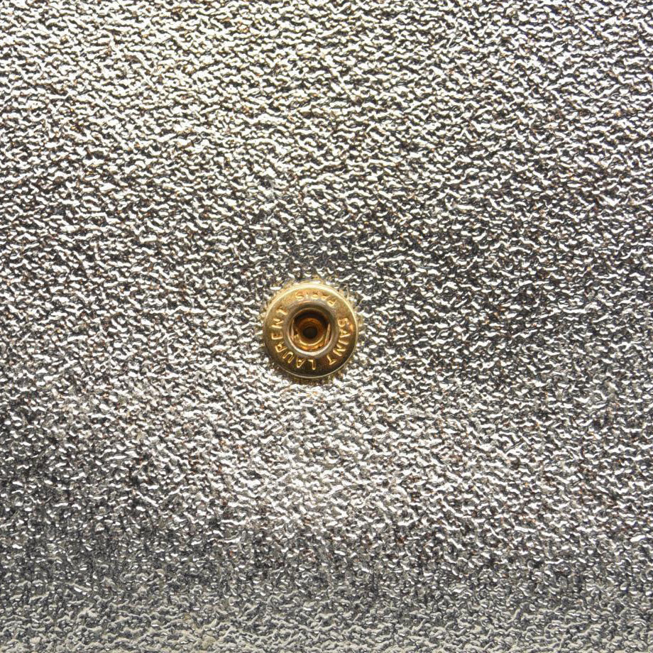 Saint Laurent Monogram Metallic Leather Wallet-on-Chain Bag Silver