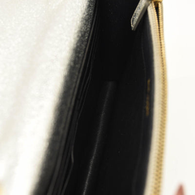 Saint Laurent Monogram Metallic Leather Wallet-on-Chain Bag Silver