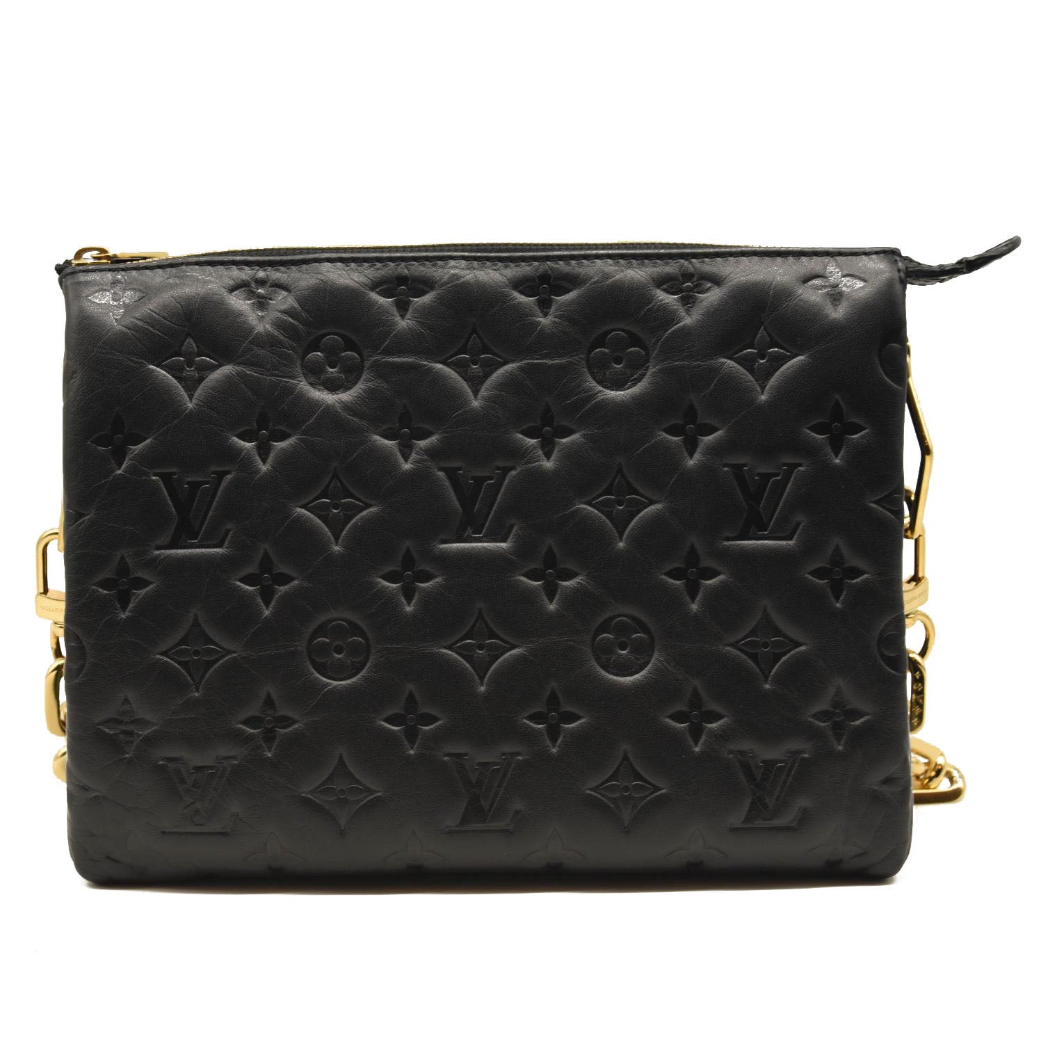 Louis Vuitton Lambskin Embossed Monogram Coussin PM Black