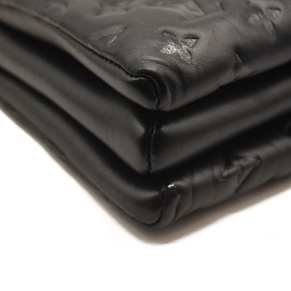 Louis Vuitton Lambskin Embossed Monogram Coussin PM Black