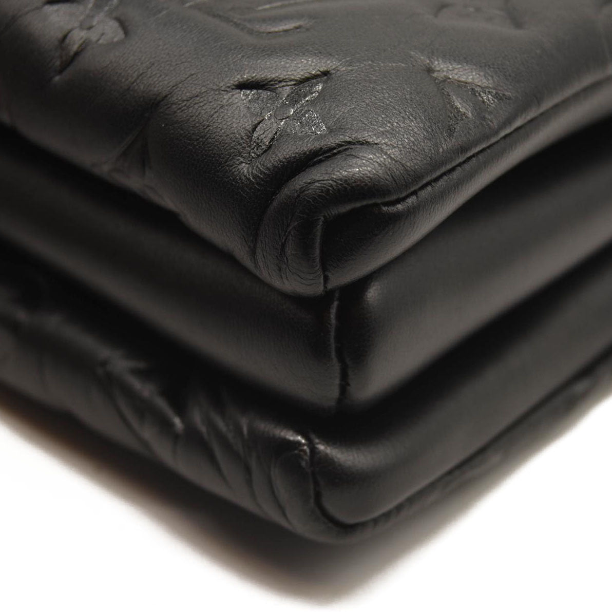 Louis Vuitton Lambskin Embossed Monogram Coussin PM Black