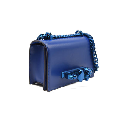 NEW Alexander McQueen Calfskin Mini Jeweled Knuckle Satchel Royal Blue