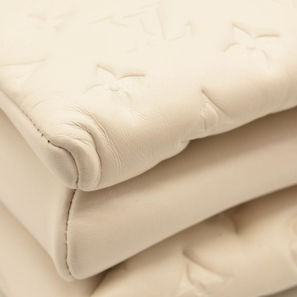 LOUIS VUITTON Lambskin Embossed Monogram Coussin PM Cream