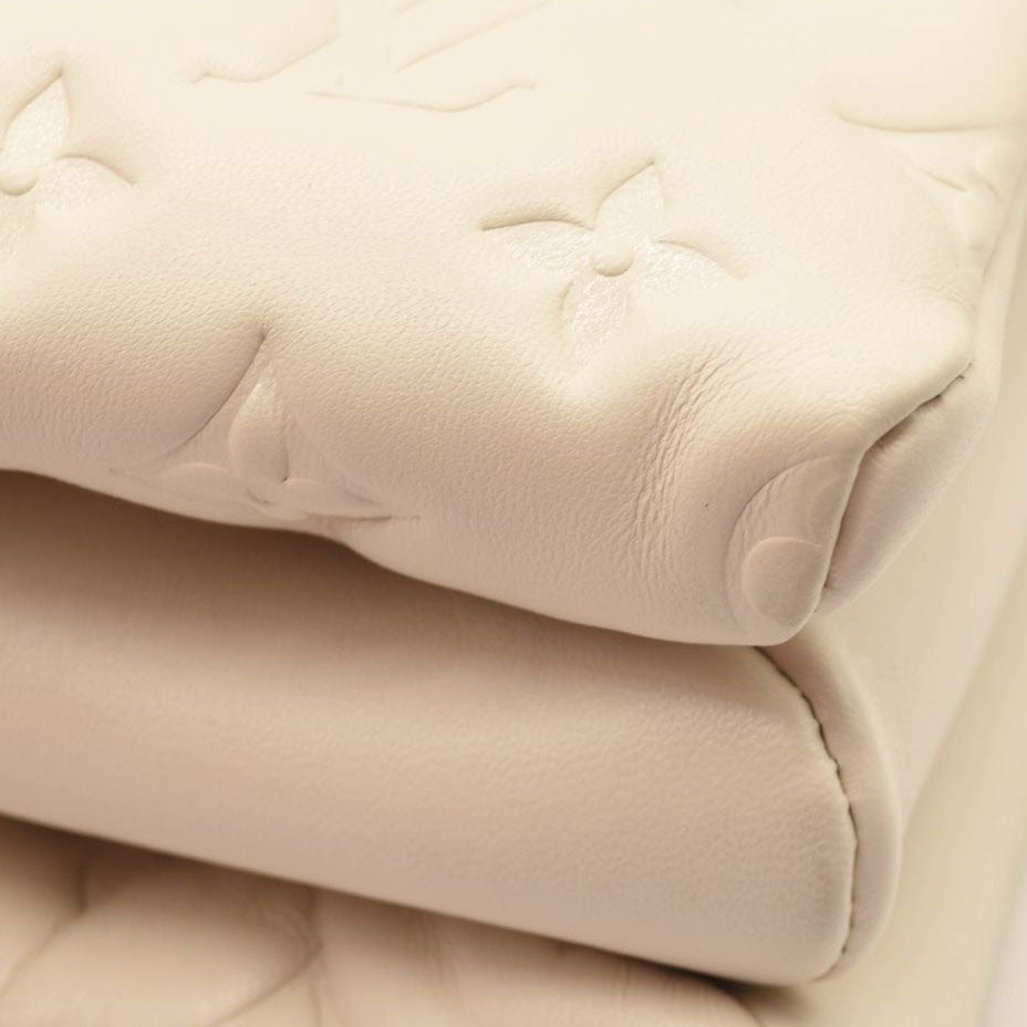 LOUIS VUITTON Lambskin Embossed Monogram Coussin PM Cream