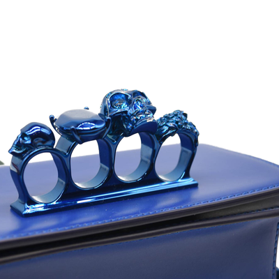 NEW Alexander McQueen Calfskin Mini Jeweled Knuckle Satchel Royal Blue