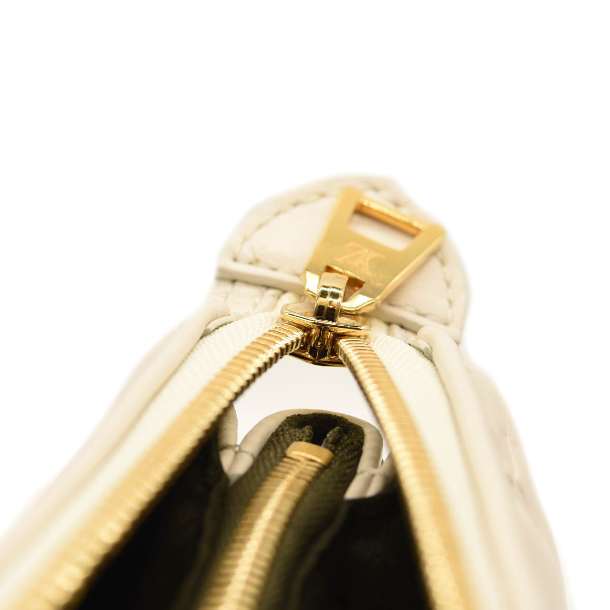 LOUIS VUITTON Lambskin Embossed Monogram Coussin PM Cream