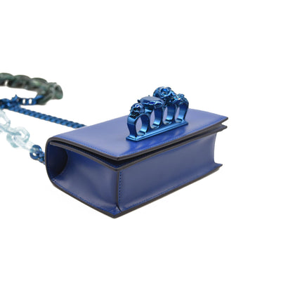 NEW Alexander McQueen Calfskin Mini Jeweled Knuckle Satchel Royal Blue
