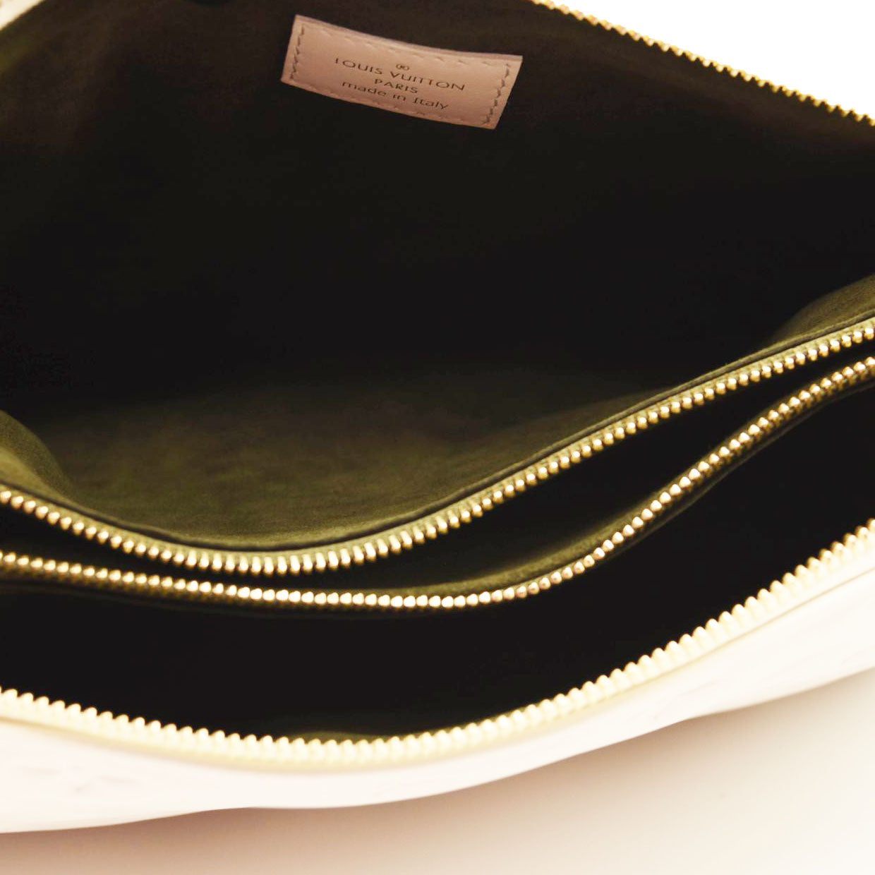 LOUIS VUITTON Lambskin Embossed Monogram Coussin PM Cream