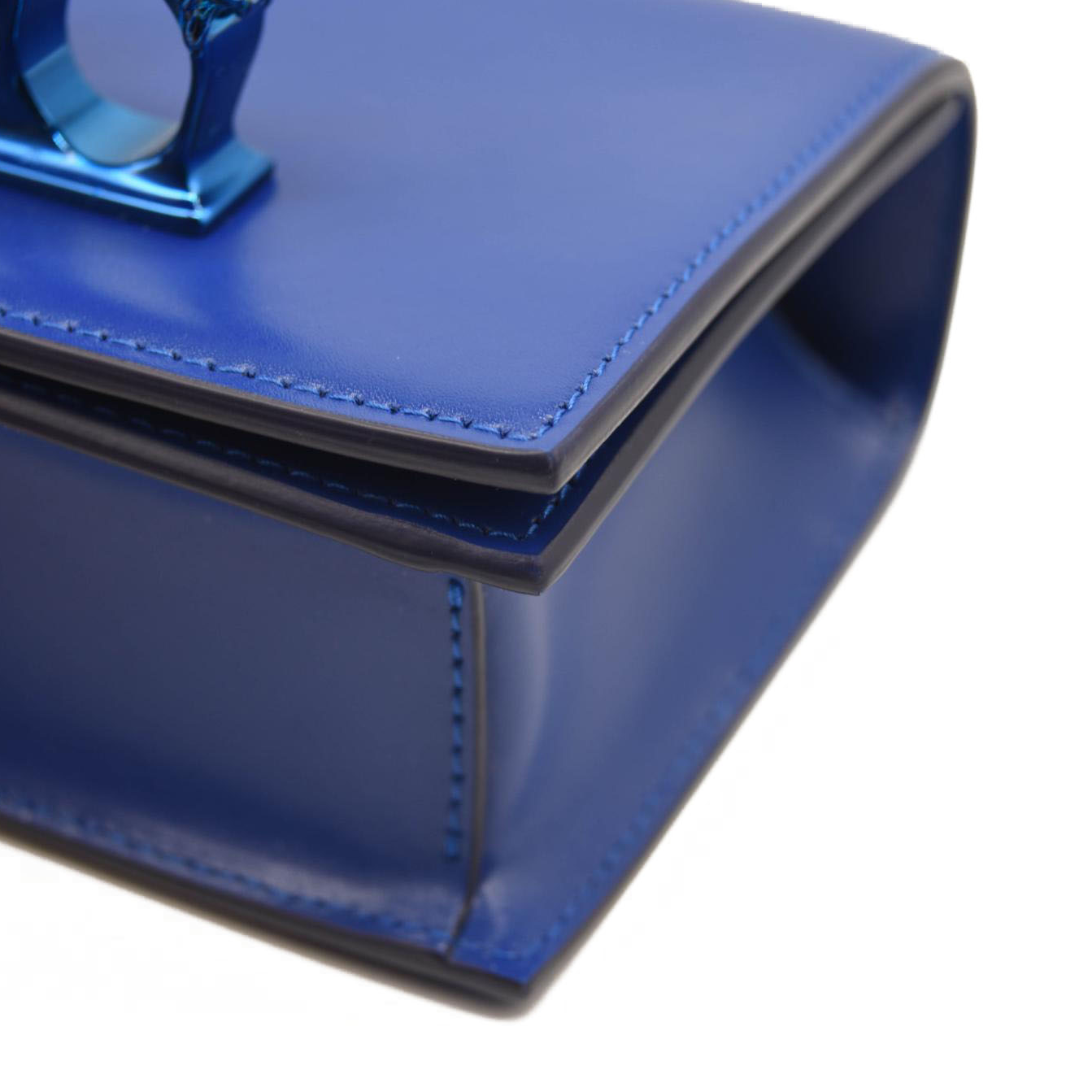 NEW Alexander McQueen Calfskin Mini Jeweled Knuckle Satchel Royal Blue