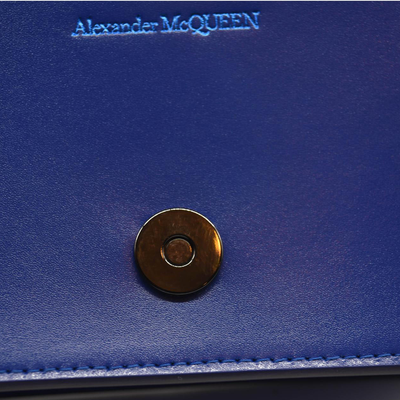 NEW Alexander McQueen Calfskin Mini Jeweled Knuckle Satchel Royal Blue