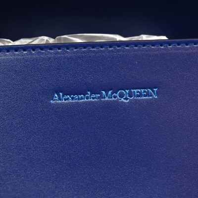 NEW Alexander McQueen Calfskin Mini Jeweled Knuckle Satchel Royal Blue