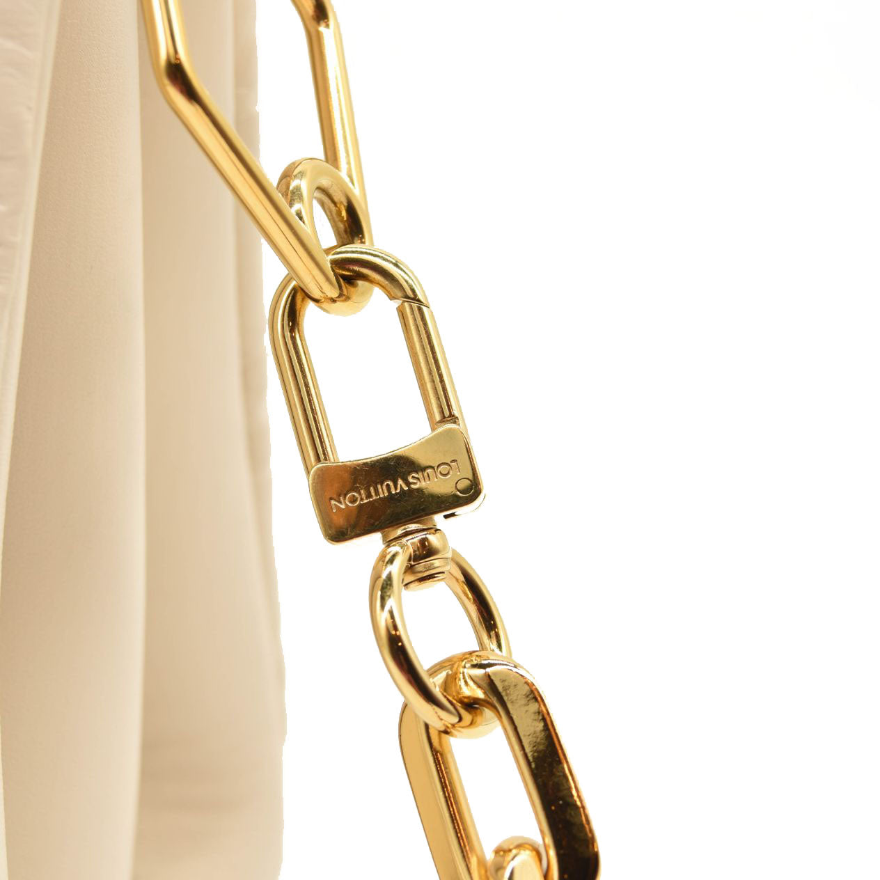 LOUIS VUITTON Lambskin Embossed Monogram Coussin PM Cream