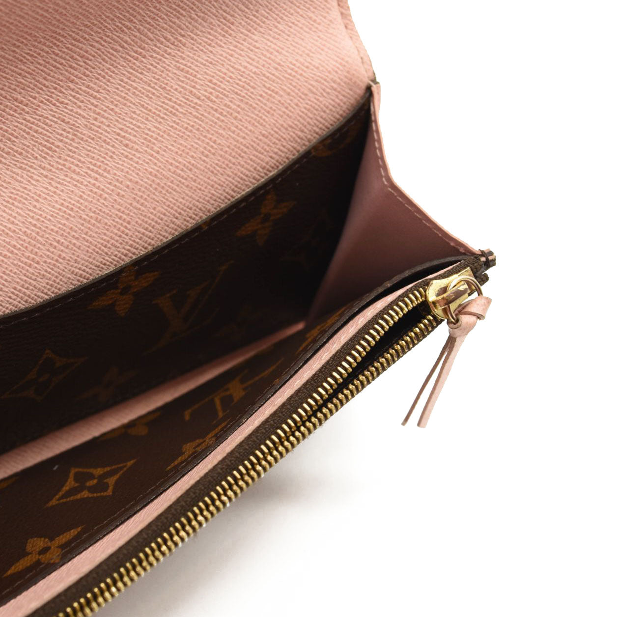 USED LOUIS VUITTON Monogram Emilie Wallet Rose Ballerine