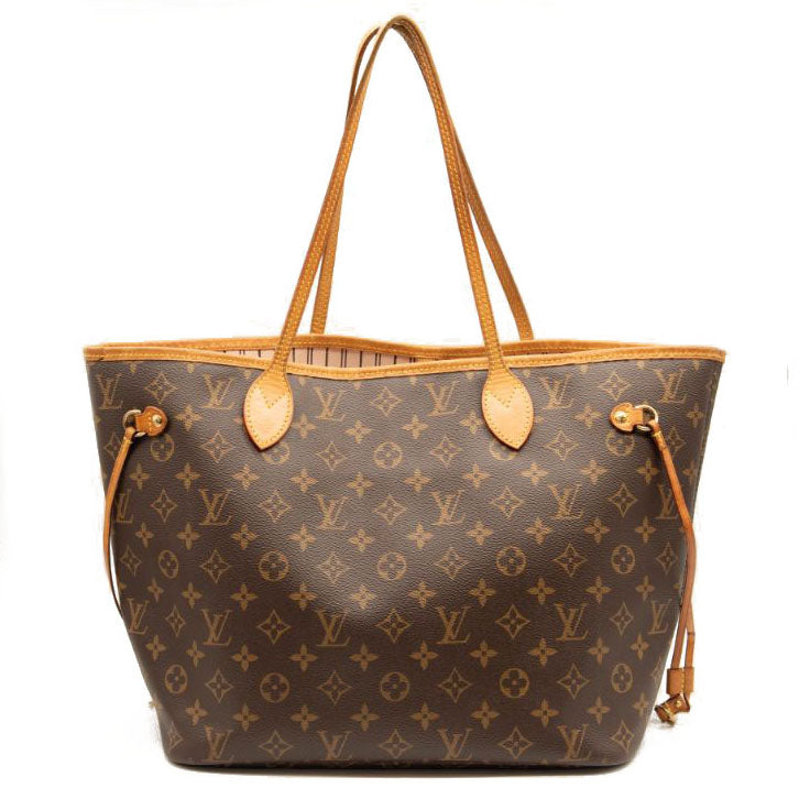 USED Louis Vuitton Monogram Neverfull MM Rose Ballerine