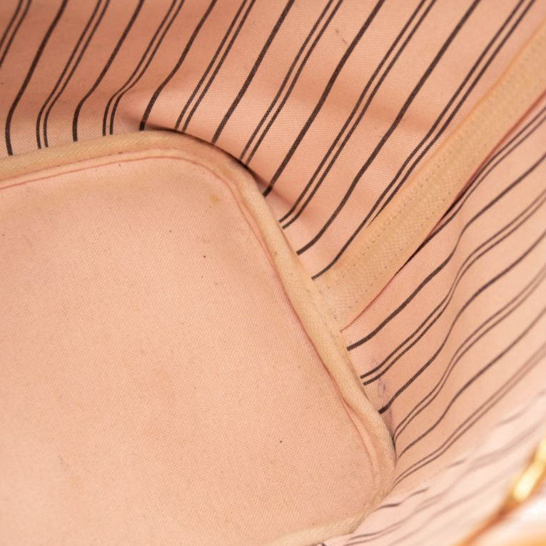 USED Louis Vuitton Monogram Neverfull MM Rose Ballerine