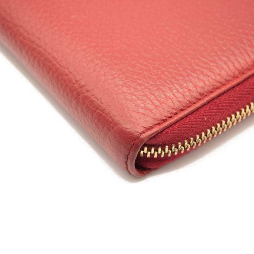 Gucci Calfskin GG Marmont Continental Zip Wallet Hibiscus Red