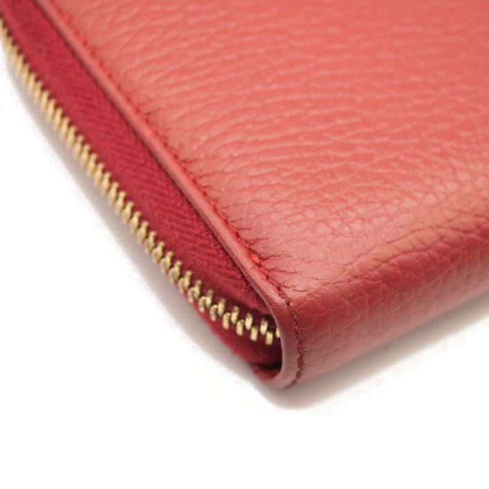 Gucci Calfskin GG Marmont Continental Zip Wallet Hibiscus Red