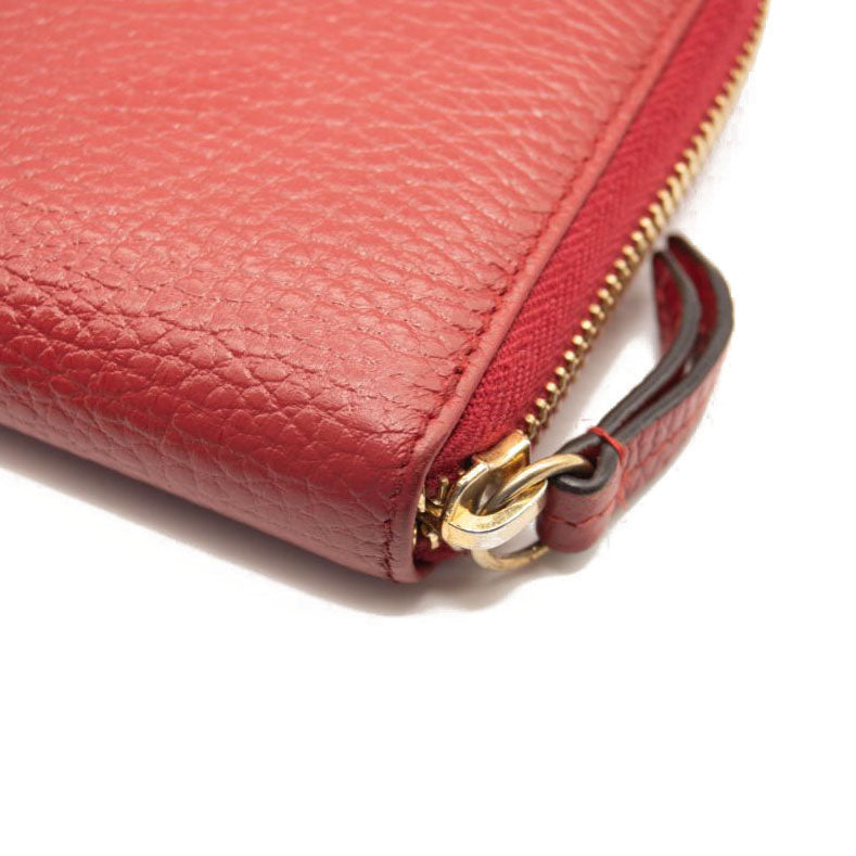 Gucci Calfskin GG Marmont Continental Zip Wallet Hibiscus Red