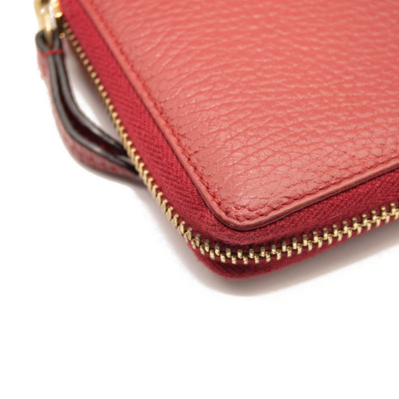 Gucci Calfskin GG Marmont Continental Zip Wallet Hibiscus Red
