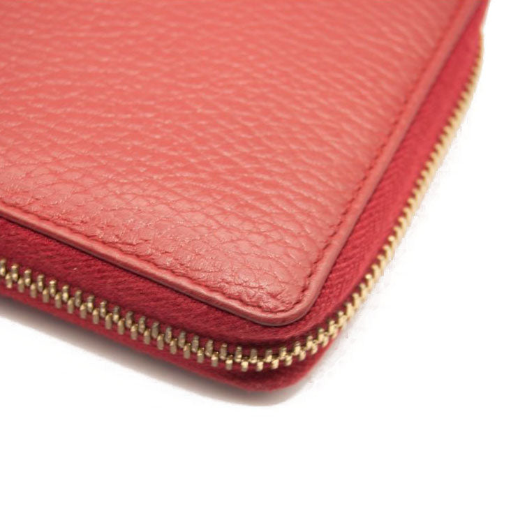 Gucci Calfskin GG Marmont Continental Zip Wallet Hibiscus Red