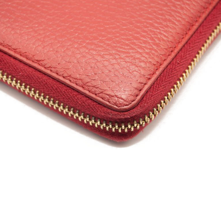 Gucci Calfskin GG Marmont Continental Zip Wallet Hibiscus Red