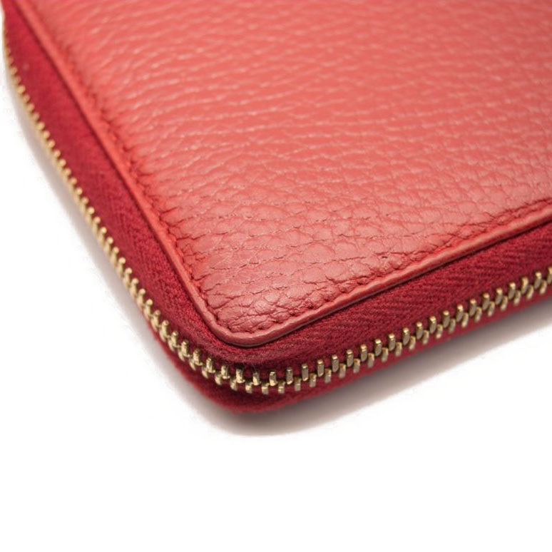 Gucci Calfskin GG Marmont Continental Zip Wallet Hibiscus Red
