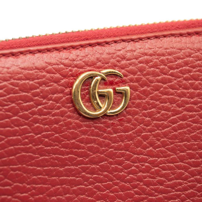 Gucci Calfskin GG Marmont Continental Zip Wallet Hibiscus Red