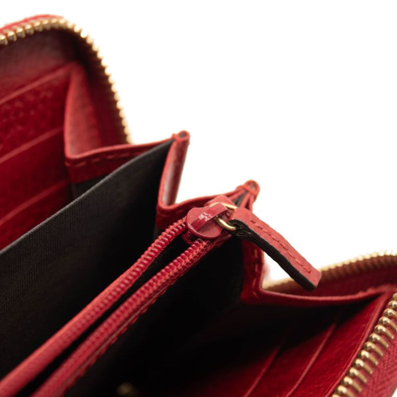 Gucci Calfskin GG Marmont Continental Zip Wallet Hibiscus Red